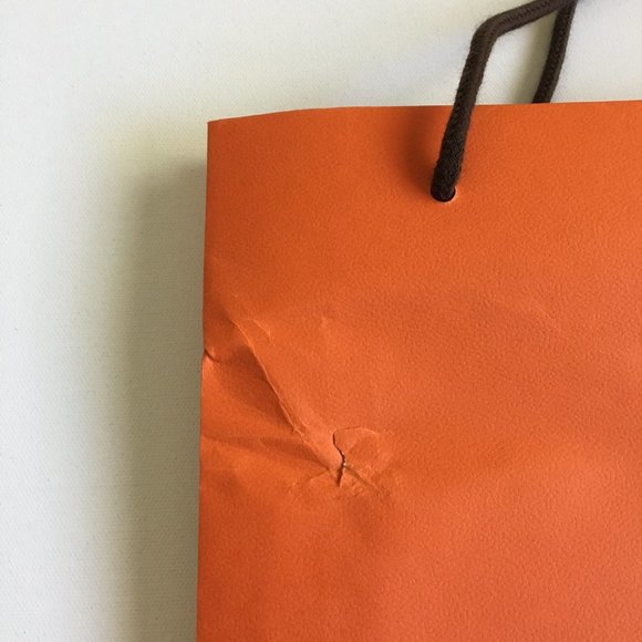 Hermes Paper Bag 16.5x11x4 in Rectangular Shopping Bag Orange Authentic w/flaw - Picture 13 of 13